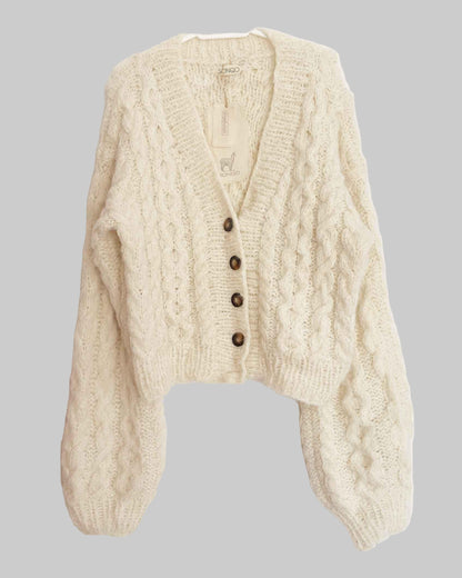Handmade Alpaca Cable Knit Cardigan | Oversized Slouchy Wrap