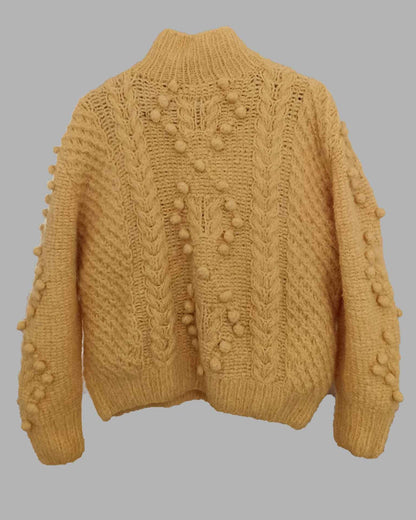 Handmade Chunky Knit Alpaca Sweater | Cable Knit, Gray