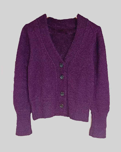 Hand Knit Alpaca Cardigan | Short Sleeve Sweater, Wrap Style