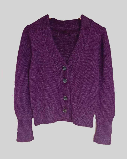 Hand Knit Alpaca Cardigan | Short Sleeve Sweater, Wrap Style