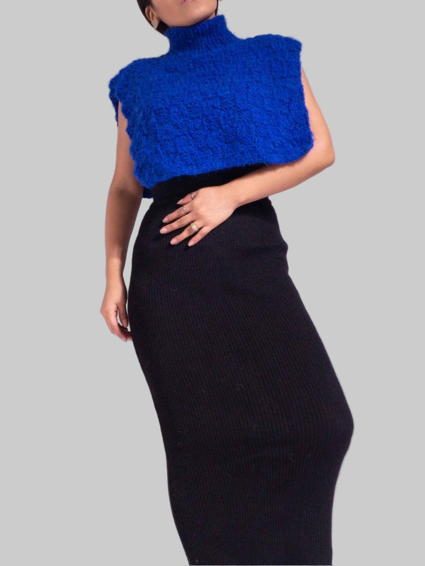 Handmade Black Alpaca Pencil Skirt | High Waisted Formal Skirt