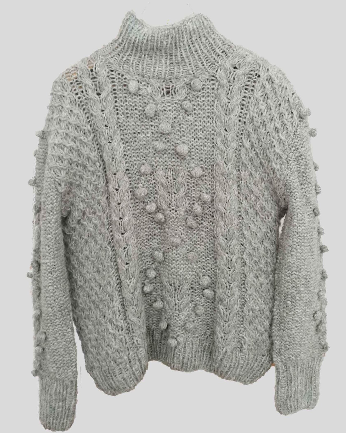 Handmade Chunky Knit Alpaca Sweater | Cable Knit, Gray