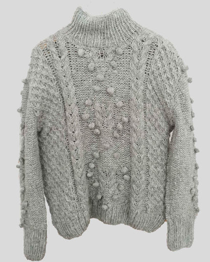 Handmade Chunky Knit Alpaca Sweater | Cable Knit, Gray