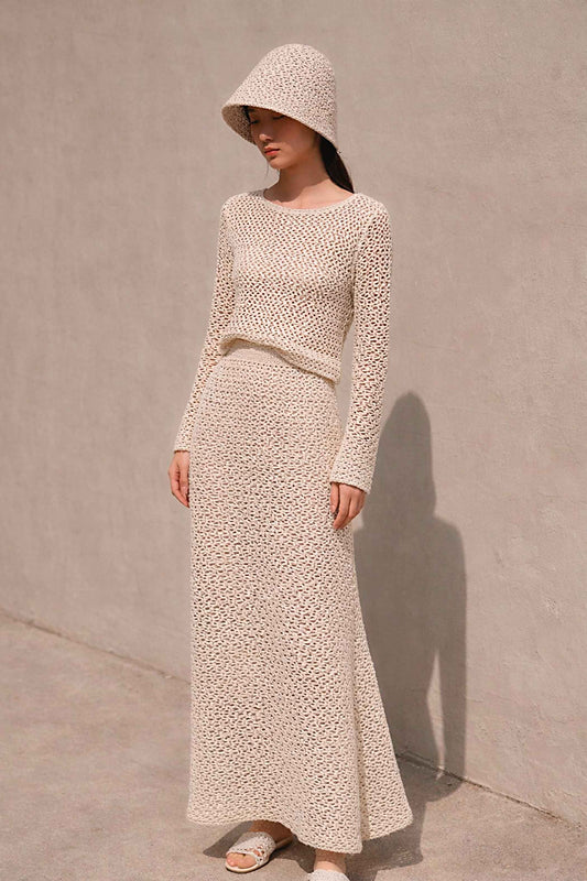 eco cotton crochet top sweater