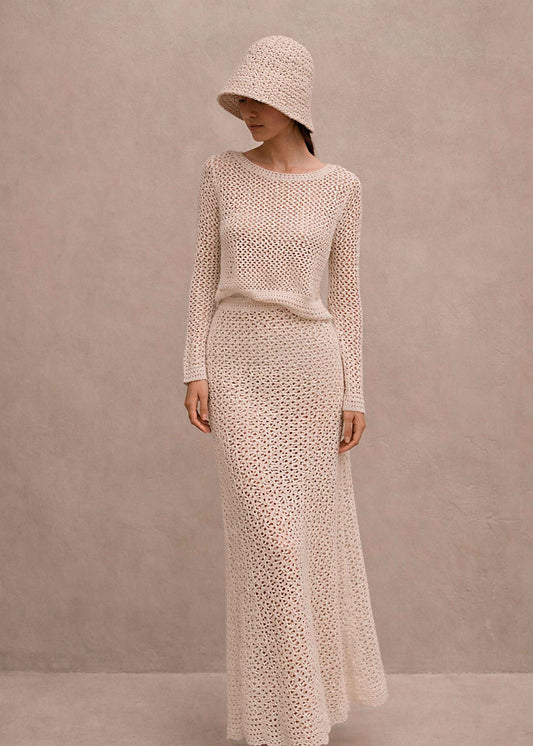 eco cotton crochet top sweater