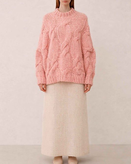 Handmade Oversized Cable Knit Alpaca Sweater | Turtleneck Jumper