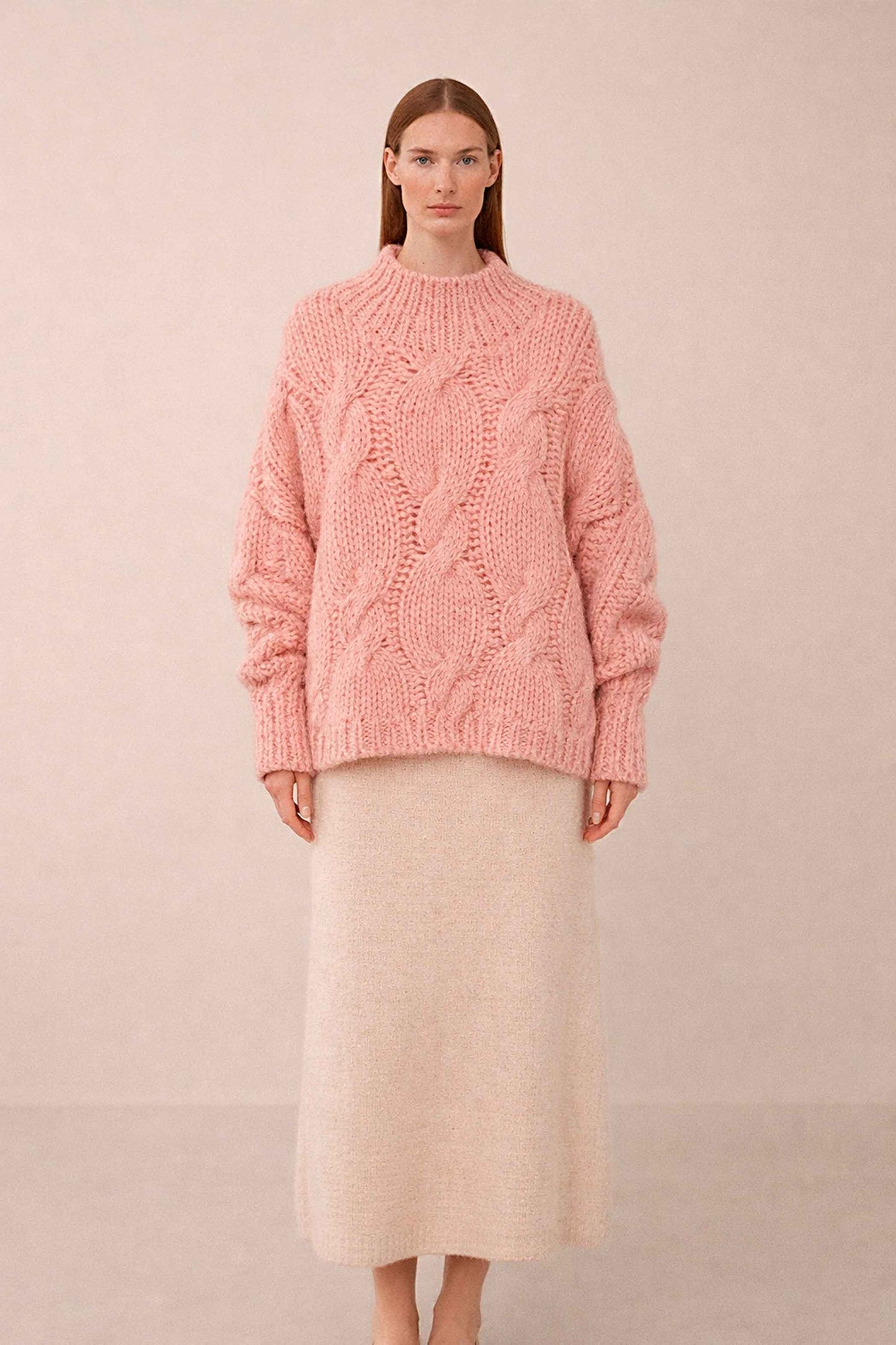 Handmade Oversized Cable Knit Alpaca Sweater | Turtleneck Jumper