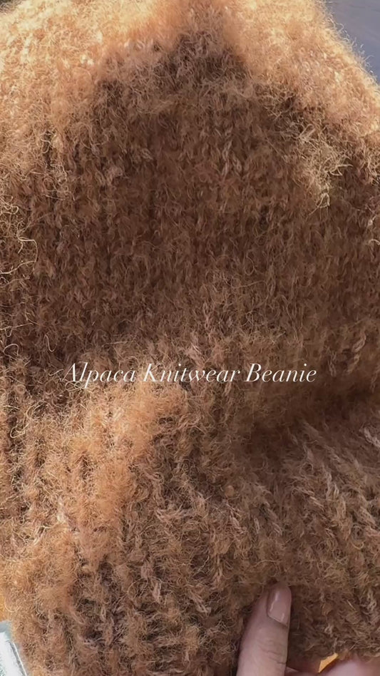 Chunky Alpaca Beanie, Womens Winter Knit Hat, Camel Knit Hat, Fluffy Alpaca Beanie, Soft Knit, The Brushed Alpaca Beanie| ALLPA by SONQO