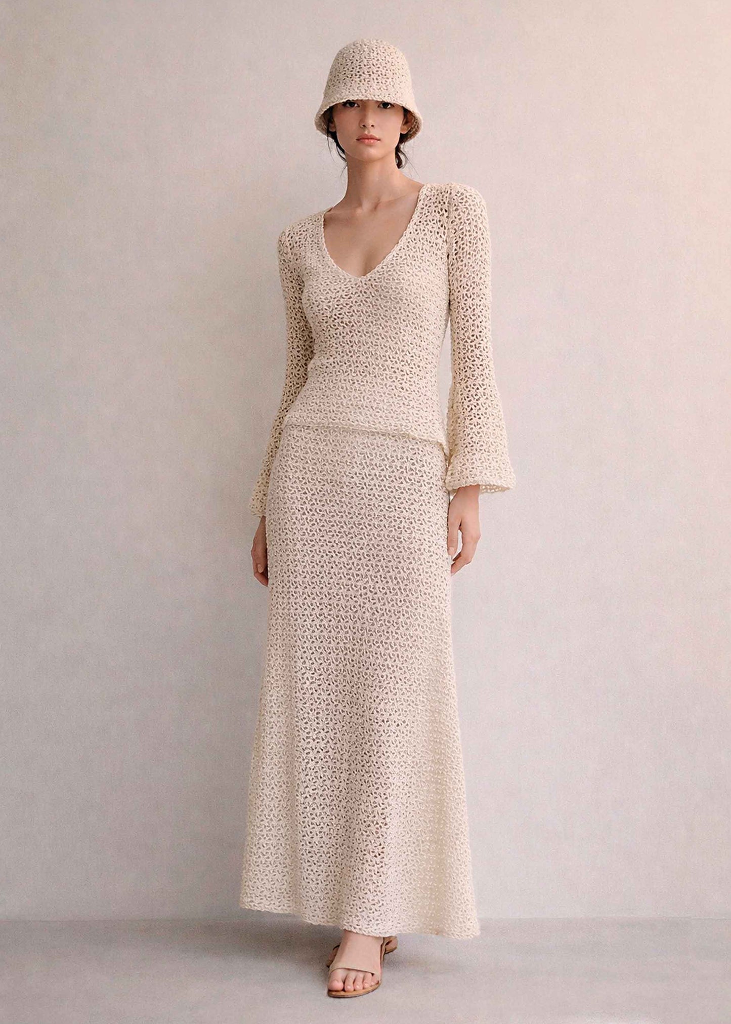 Crochet V-Neck Sweater Top | Organic Pima Cotton, Boho Tank