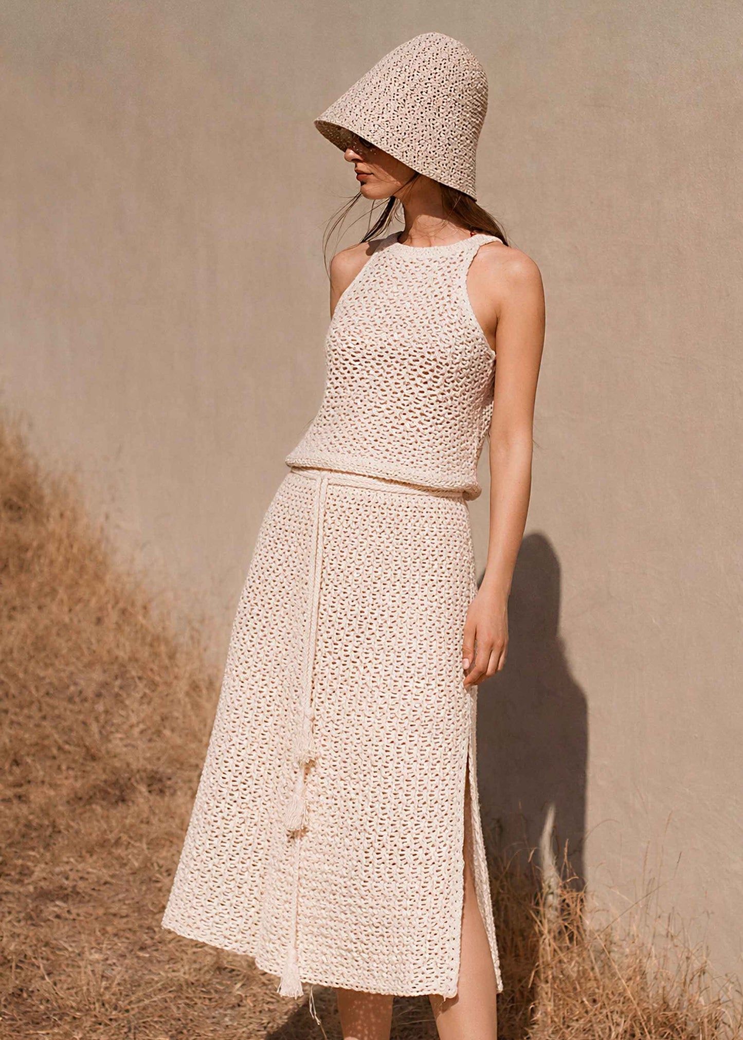 Handmade Organic Cotton Crochet Top and Skirt Set