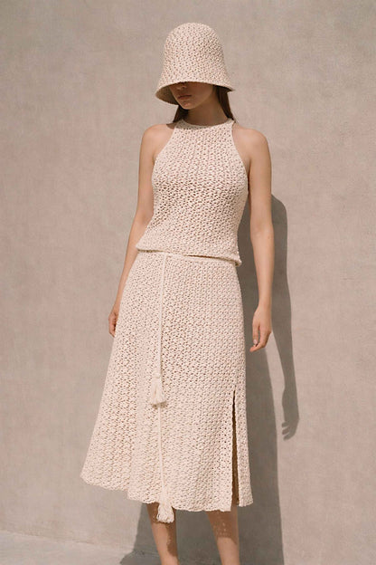 Handmade Organic Cotton Crochet Top and Skirt Set