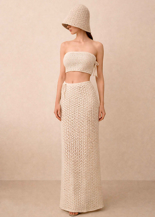 Organic Crochet Cotton Maxi Skirt – Sustainable Handmade Summer Fashion