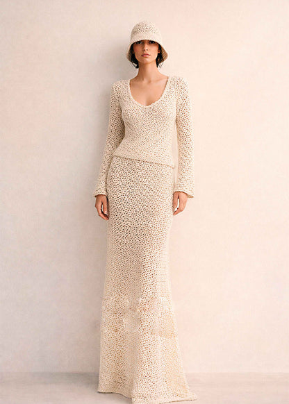 Handmade Crochet V Neck Top | Organic Pima Cotton Sweater