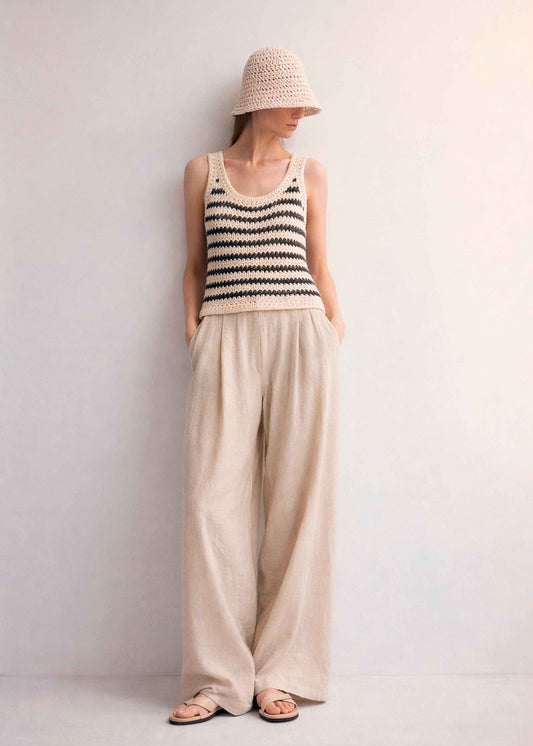 Crocheted Organic Cotton Tank Top – Striped Peruvian Knit Blouse