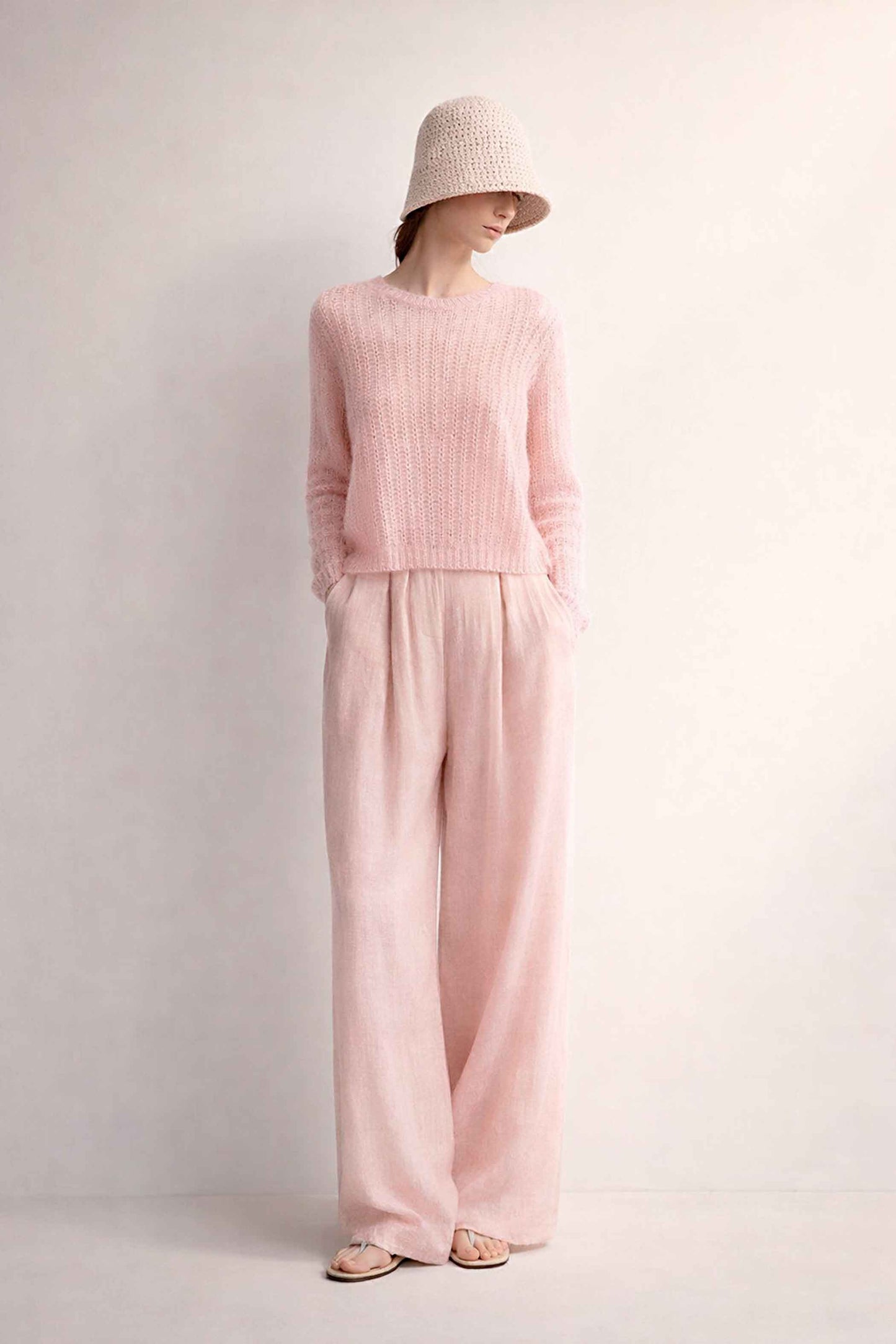 Hand Knit Striped Alpaca Cropped Sweater Top| Slouchy Knit Top spring summer