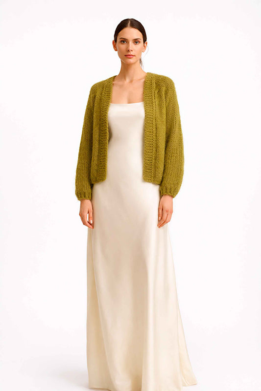 Chunky Knit Alpaca Cardigan | Oversized Wool Bomber Jacket