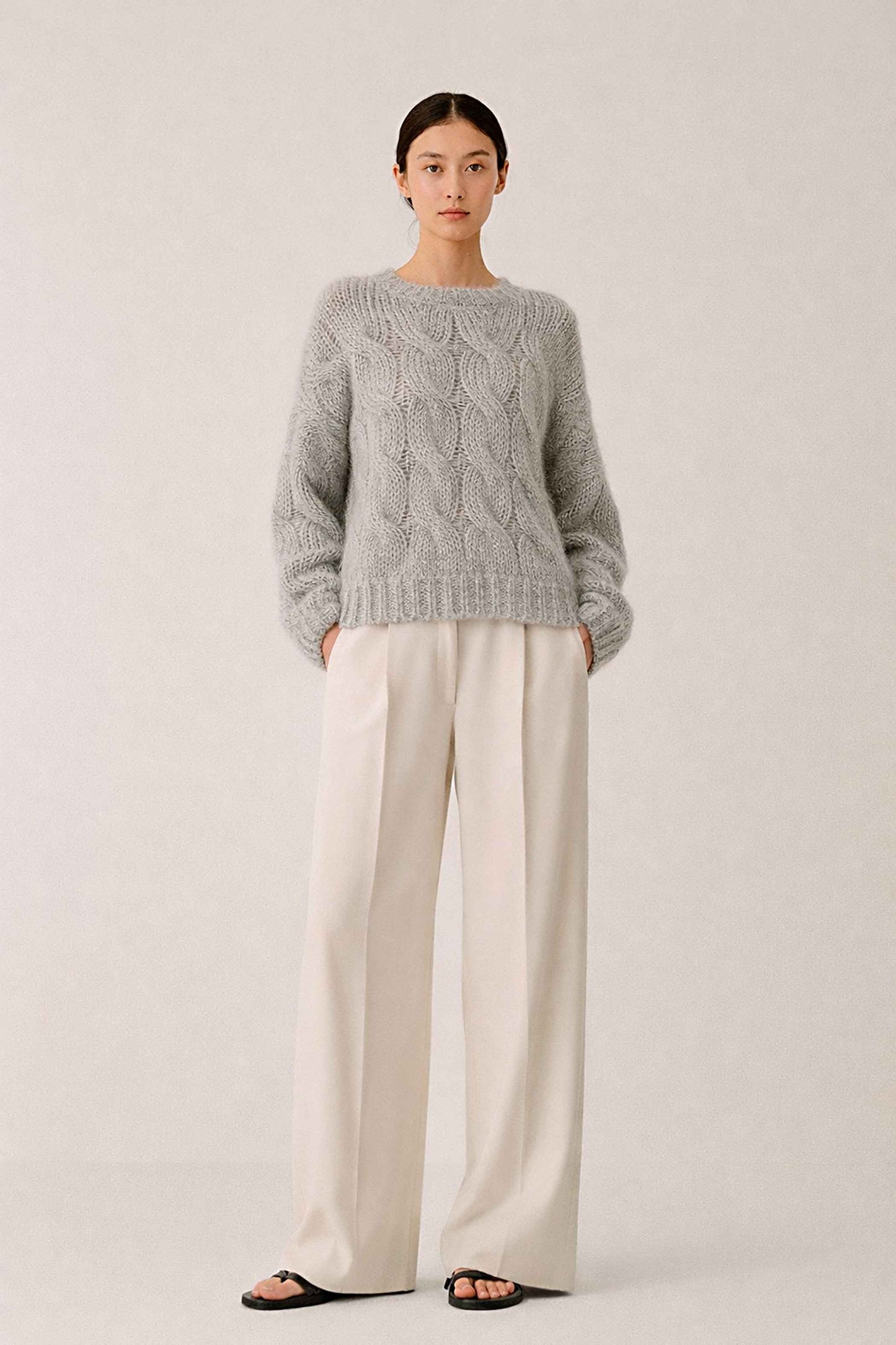 Handmade Cropped Cable Knit Alpaca Sweater | Short Pullover