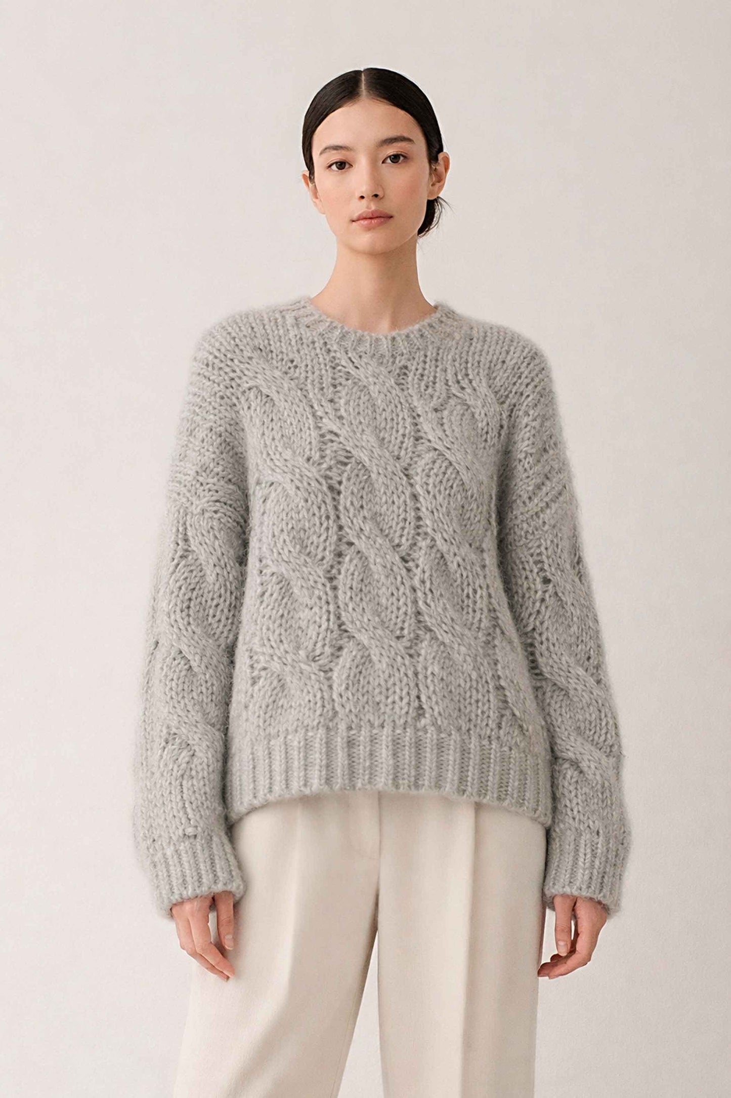 Handmade Cropped Cable Knit Alpaca Sweater | Short Pullover