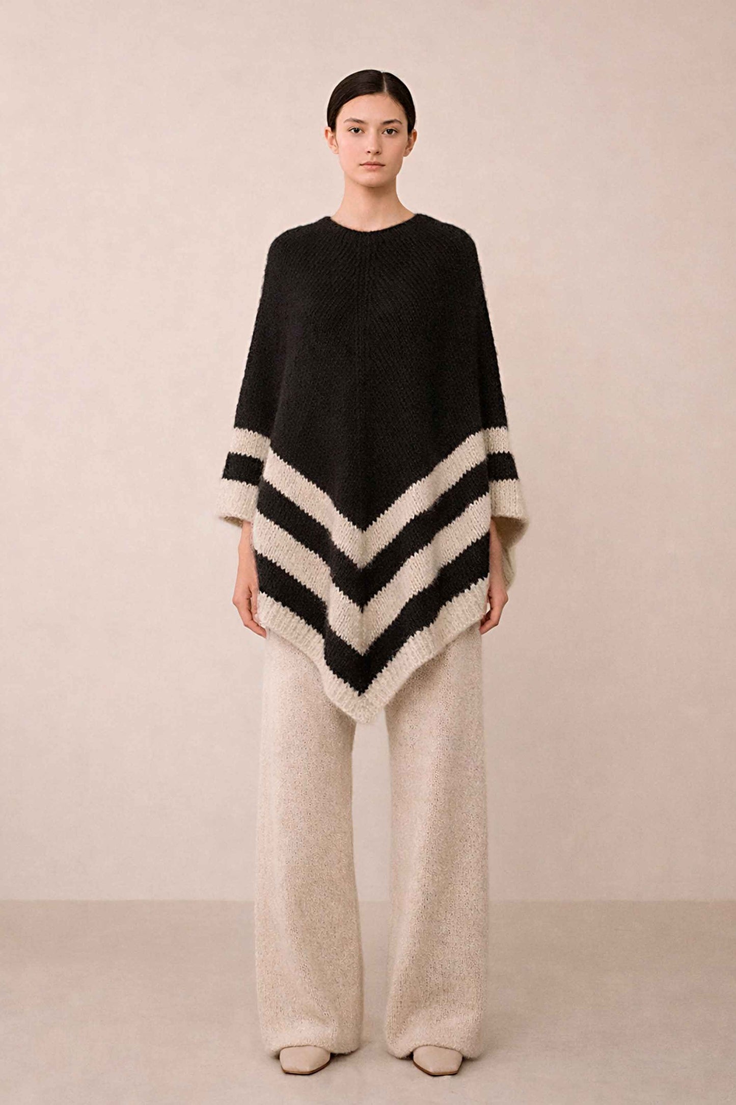 Handmade Alpaca Poncho Cape Sweater | Asymmetrical Knit