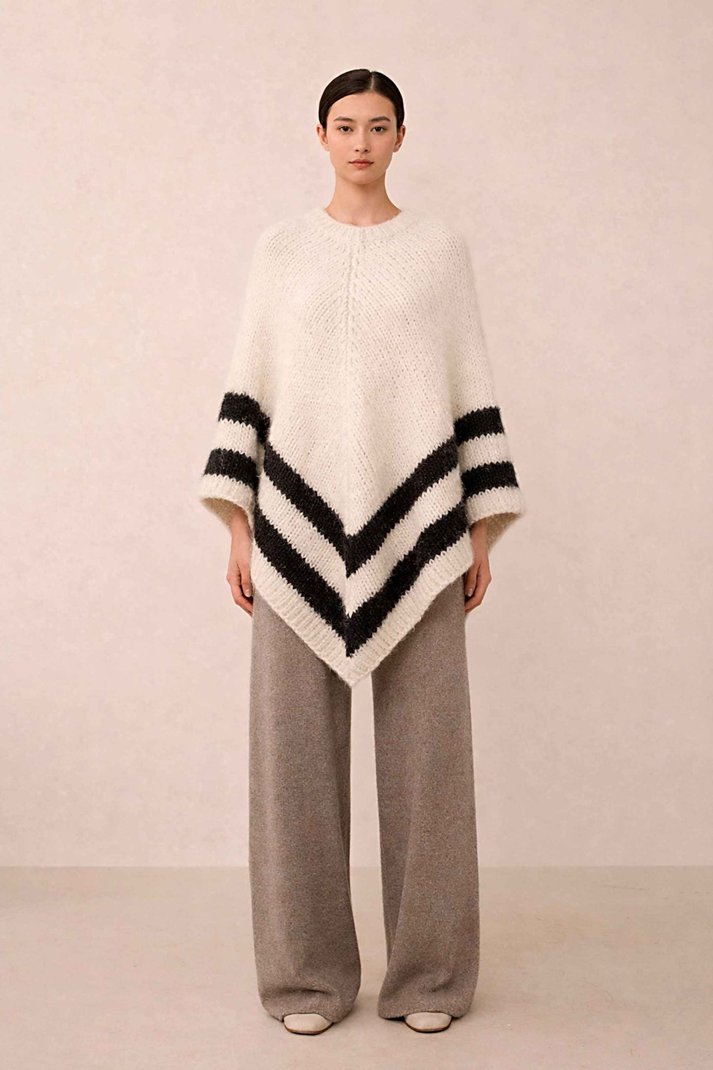 Handmade Alpaca Poncho Cape Sweater | Asymmetrical Knit