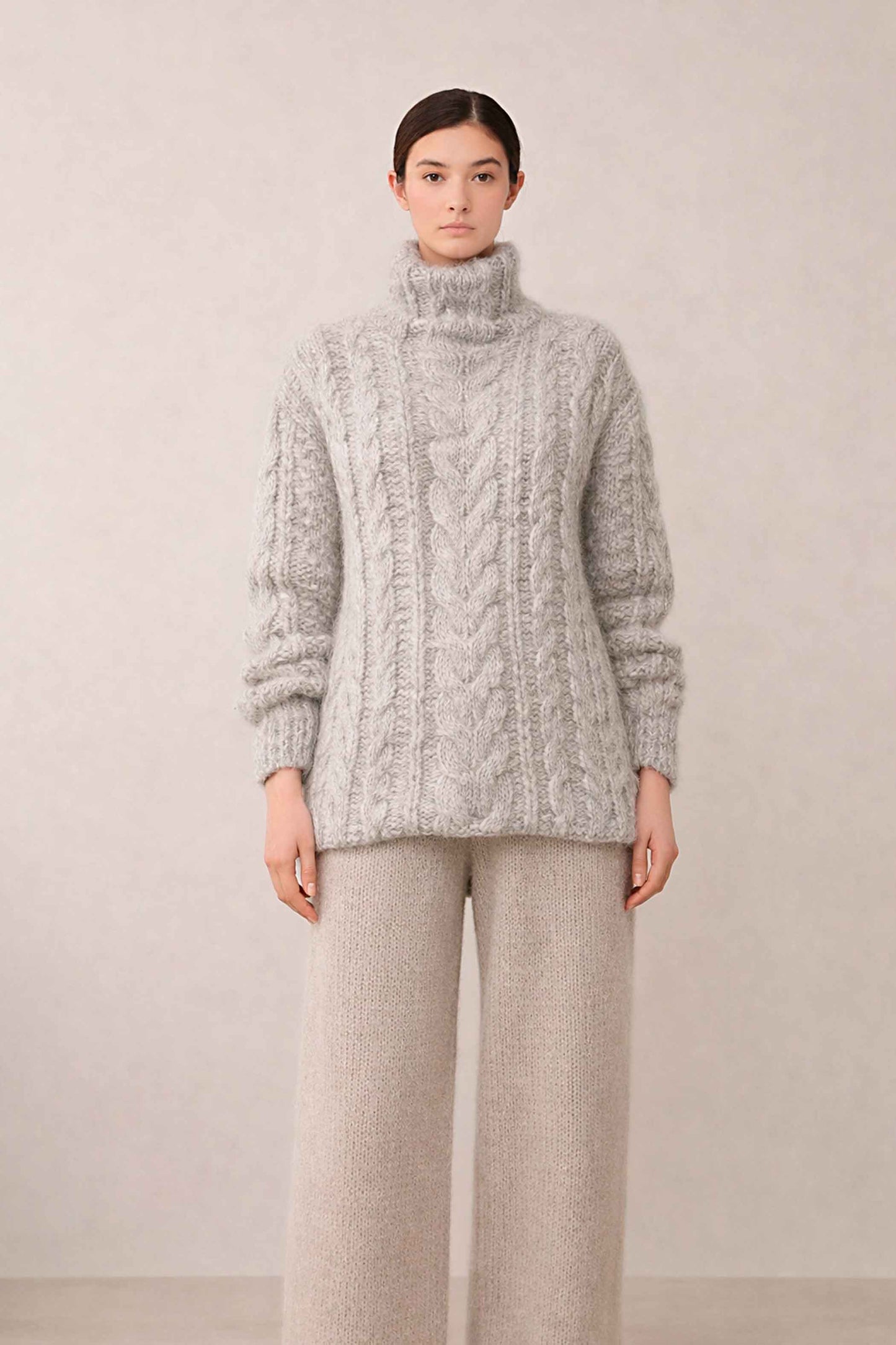 Handmade Alpaca Cable Knit Oversized Pullover Sweater