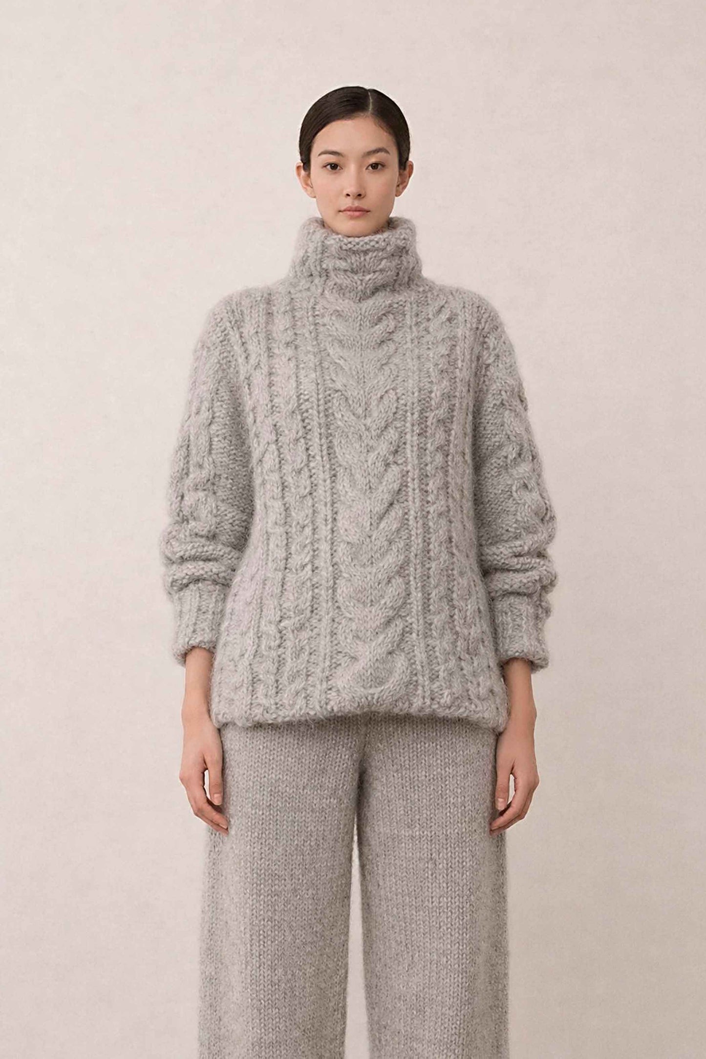 Handmade Alpaca Cable Knit Oversized Pullover Sweater