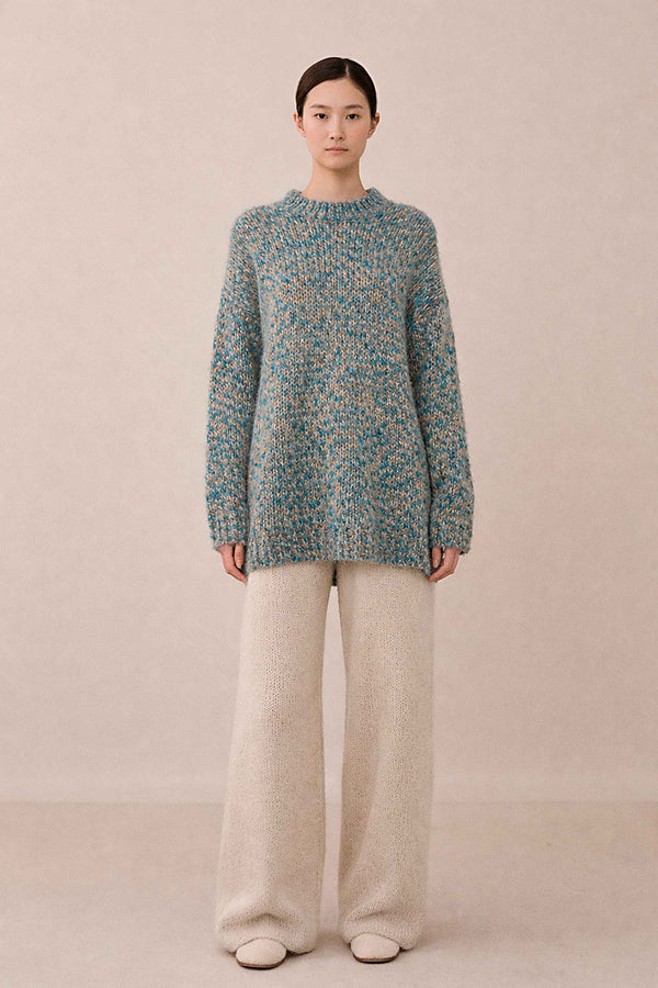 BLUE OVERSIZED ALPACA SWEATER – Handmade in Peru