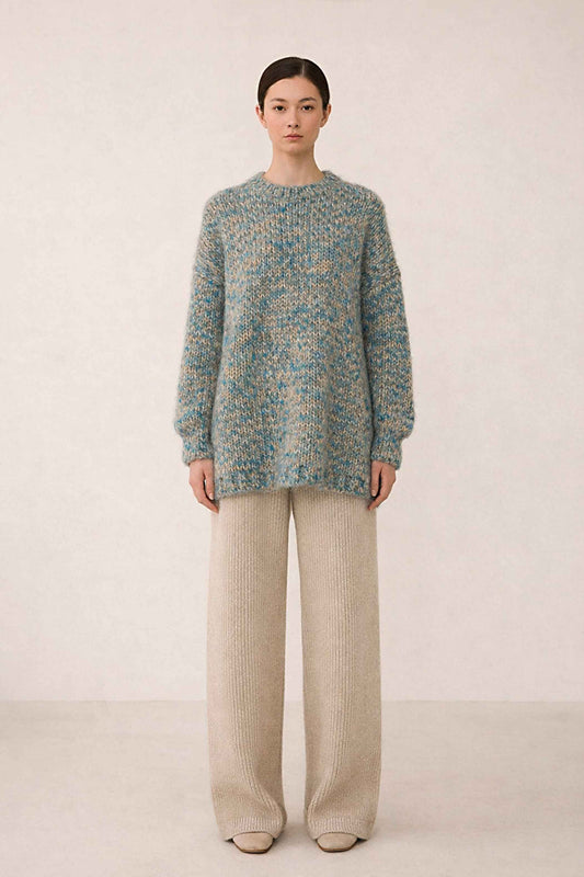 BLUE OVERSIZED ALPACA SWEATER – Handmade in Peru