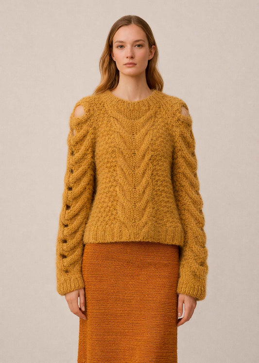 Handmade Alpaca Cable Knit Oversized Sweater | Nordic Style