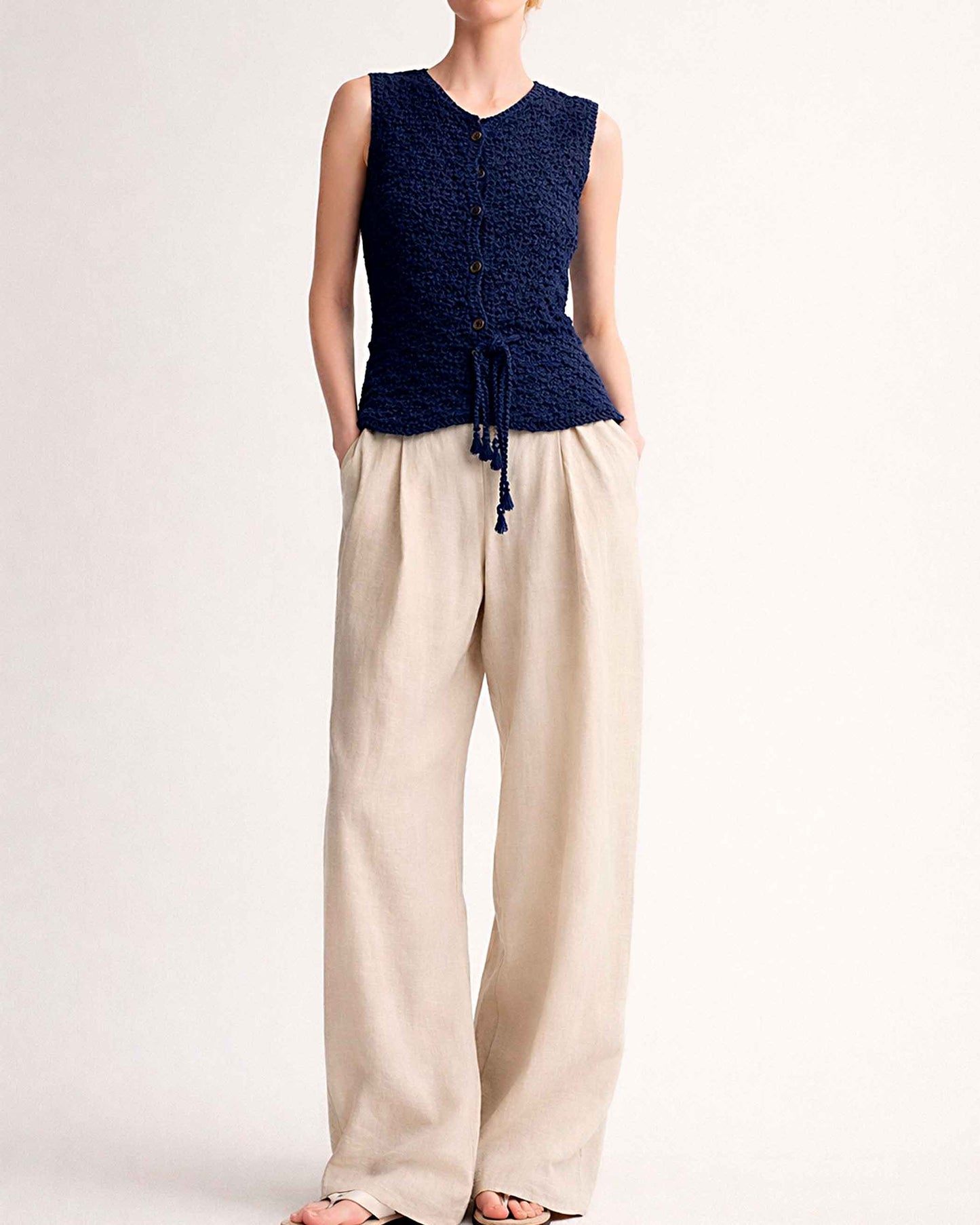 Organic Cotton Crochet One Shoulder Top - Asymmetrical Tank