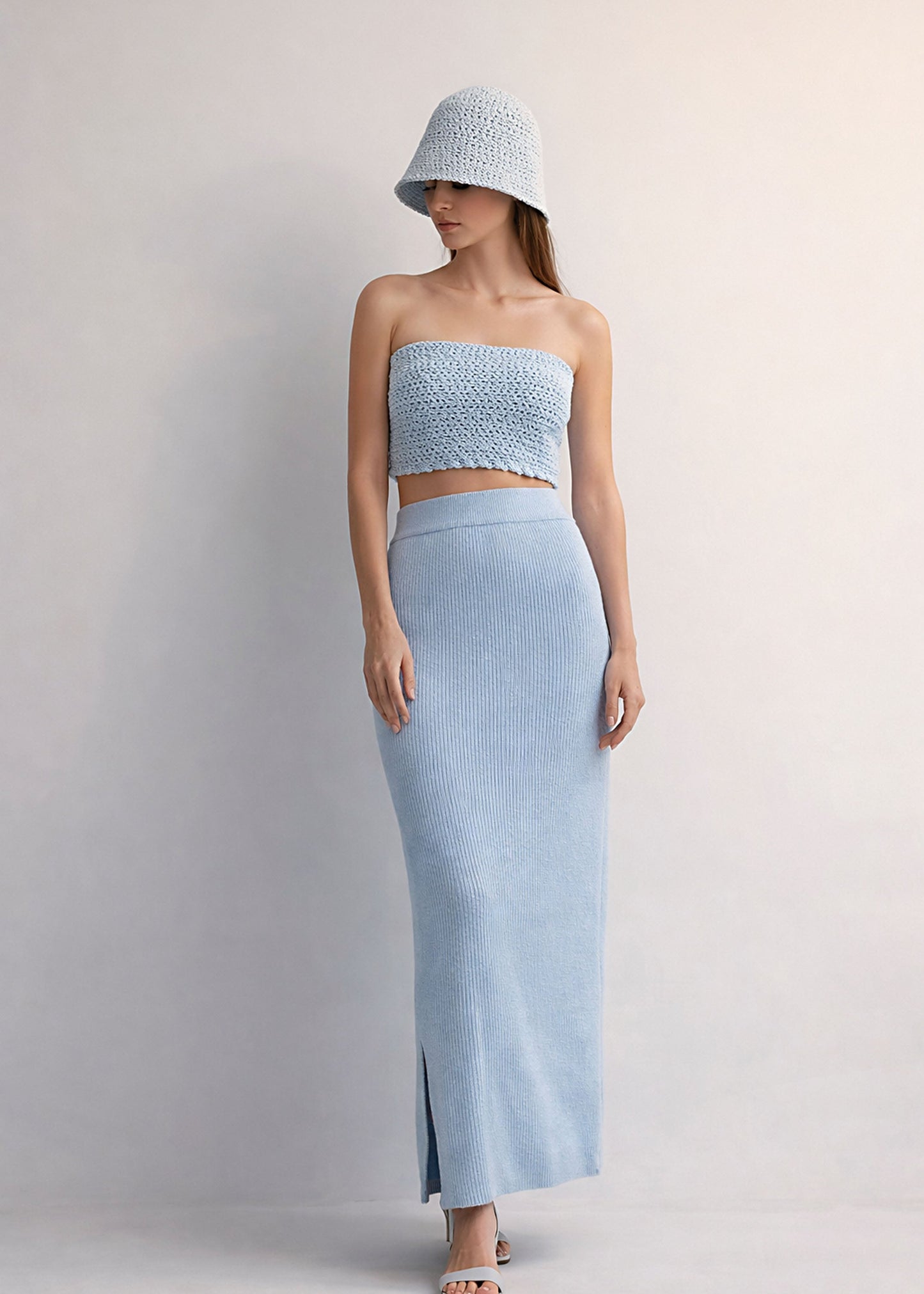 Organic Cotton Knit Midi Skirt | Handmade Pencil Skirt