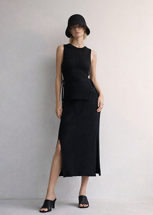 Organic Cotton Knit Midi Skirt | Sustainable Pencil Skirt