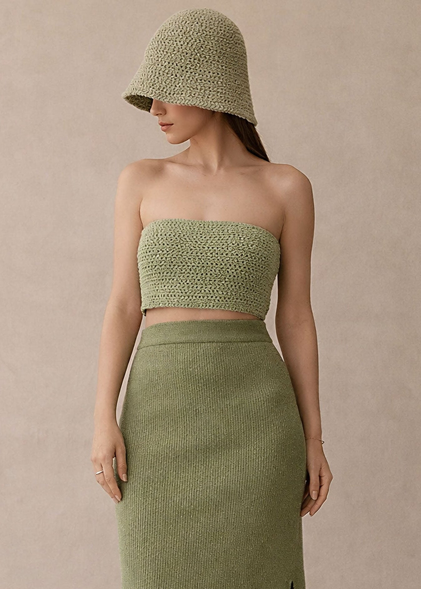 GREEN CROCHET ECO COTTON HAT