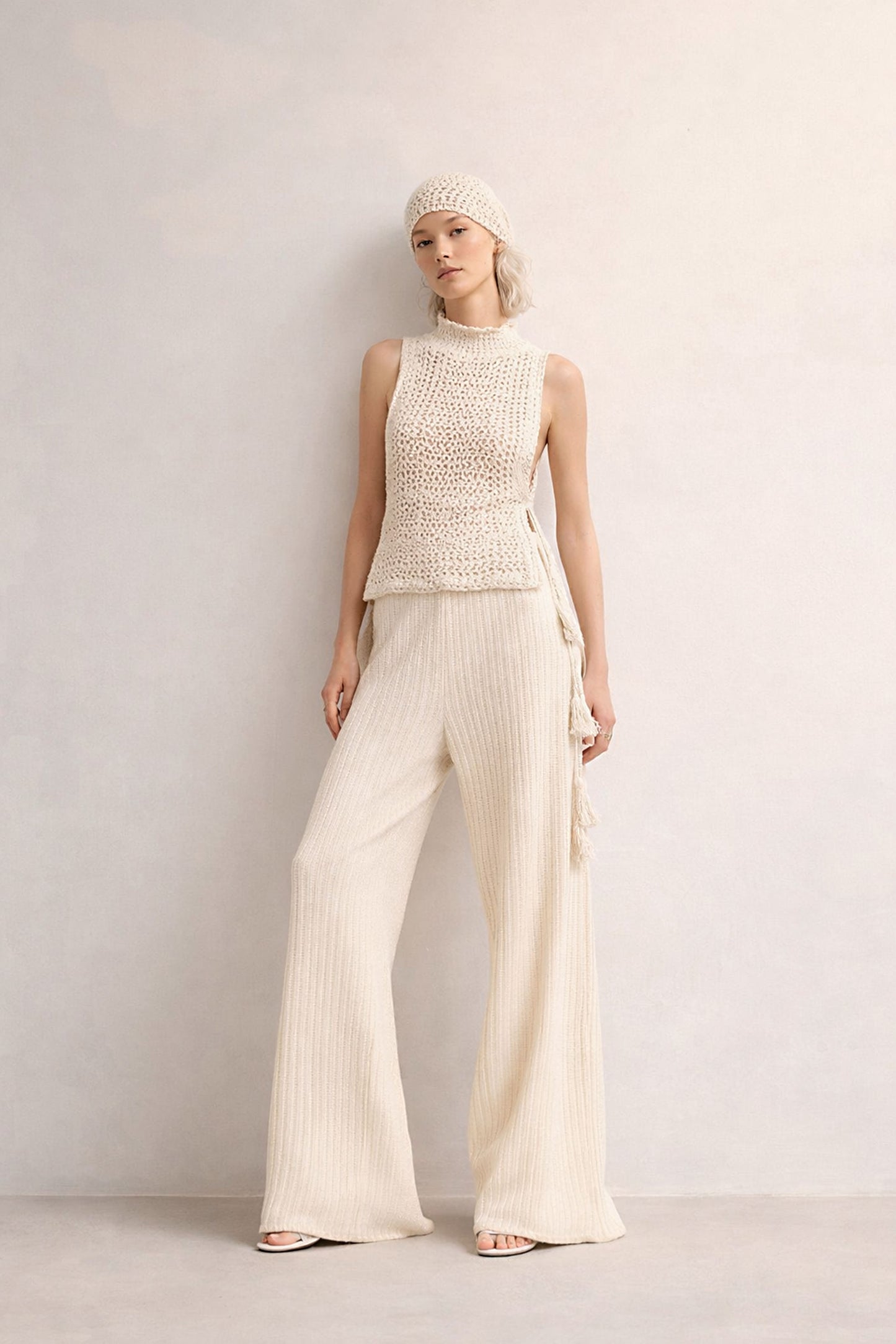 Green Eco Cotton Palazzo Pants, Wide Leg Culottes, Sustainable Clothing