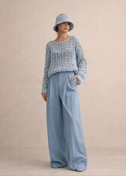 Handmade Alpaca Crochet Sweater Top, V-Neck Jumper
