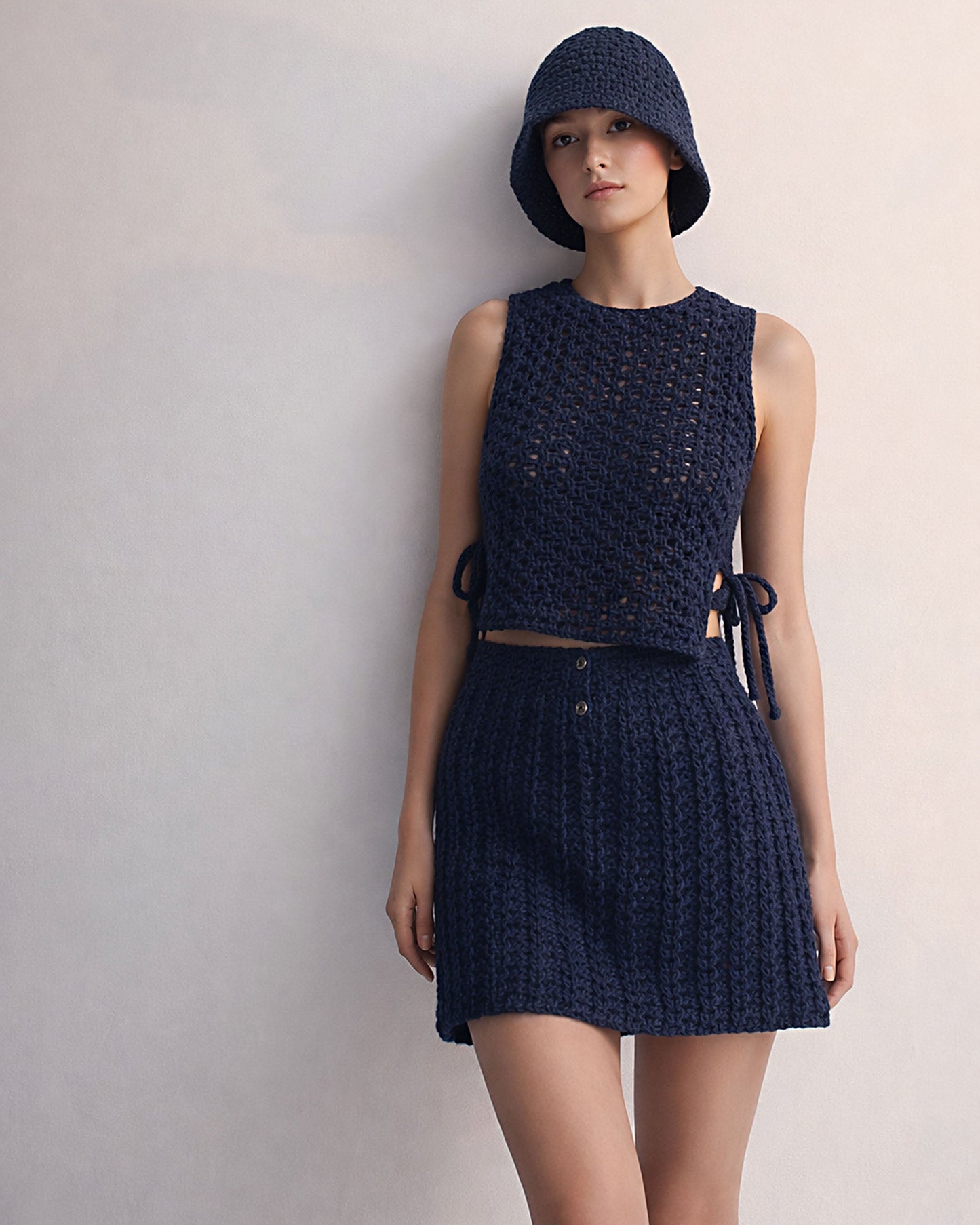 Organic Cotton Crochet Mini Skirt – Sustainable Fitted Skirt