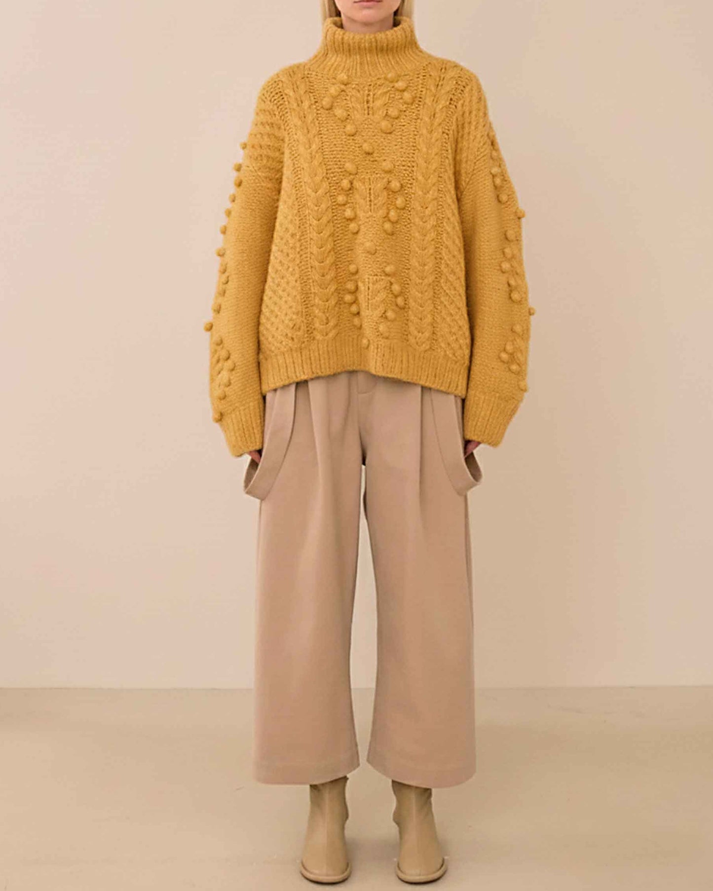 Oversize Alpaca Cable Knit Sweater: Chunky Slouchy Pullover