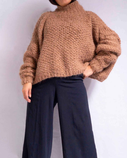 BROWN CROPPED ALPACA SWEATER – Handmade in Peru