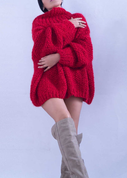ALPACA OVERSIZED SWEATER FOR WOMEN - BLACK